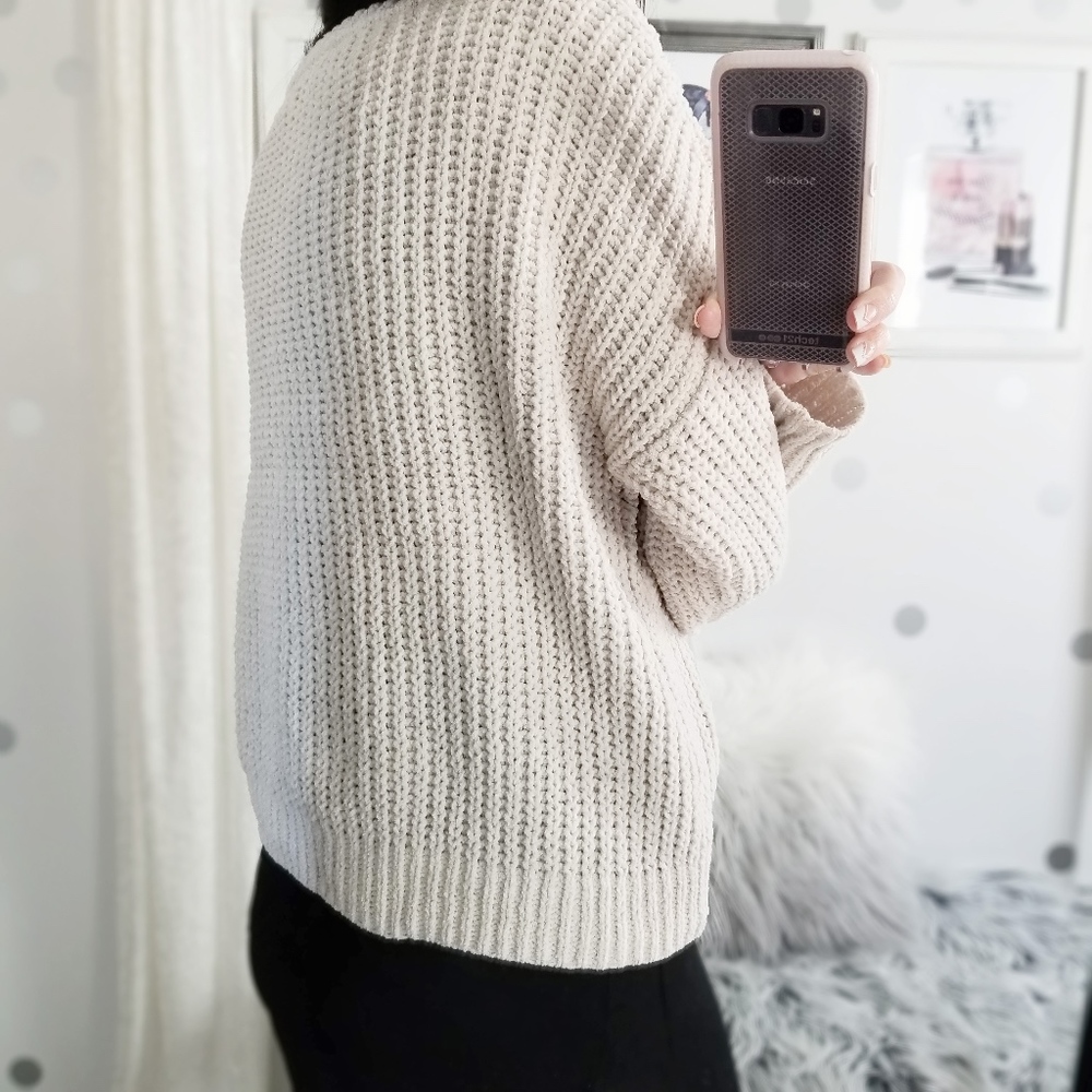 Cream Chenille Sweater Slouchy Neutral Sweaters - Picture 4 of 6